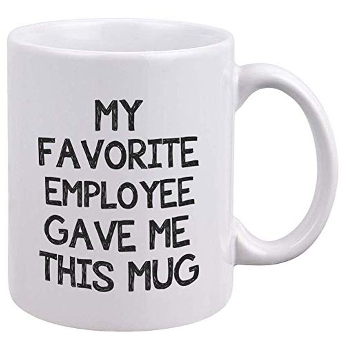 DQG CVT Funny Boss Office Coffee Mug My Favorite Employee Gave Me This Mug Gag Office Gift for Boss Unique Birthday Christmas Gifts for World's Best Boss, Male or Female Novelty Coffee Tea Cup 11oz - Image 4