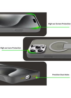 Generic Luxury For Magsafe Folding Stand Magnetic Phone Case For iPhone 16 Pro Max Matte Translucent Back Cover Caps (Black)  - Image 3