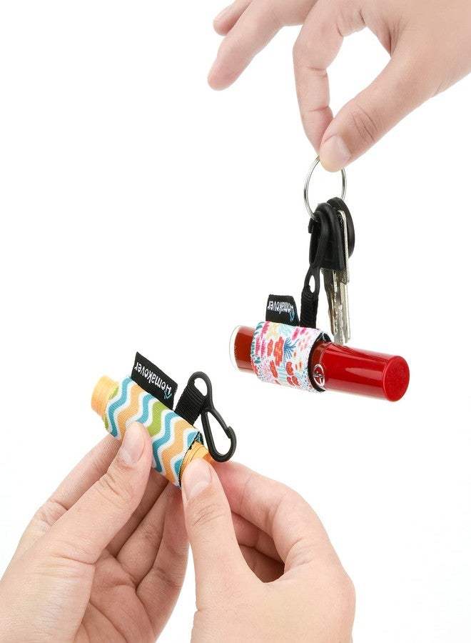 Homakover 6 Pack Compact Clip-On Lipstick Holder Premium Release Clip Neoprene Sleeve Lip Balm with Clip Fits Most Standard Lip Balm, Large - Image 2