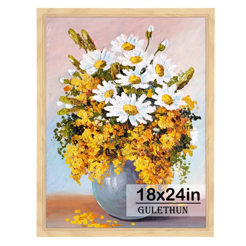 GULETHUN 18x24 Picture Frame Natural Wood Poster Frame Home Decor Natural Gallery Frames Horizontal or Vertical Format Sturdy Plexiglass Large Wall Decor for Photos Artworks Posters