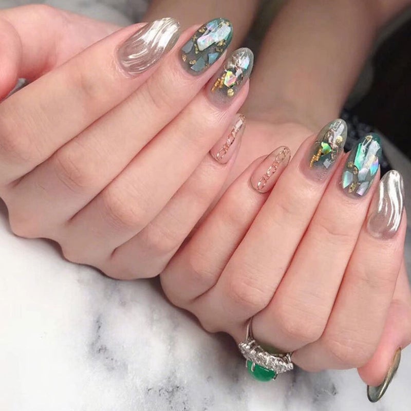 Vezocim Abalone Seashell Nail Art Sequins, 3D Irregular Thin Nail Art Glitter Flakes Design, Mermaid Shell Slices Decorations UV Gel Shiny Accessories, Ocean Rivet Acrylic Nails Supplies for Women Girls - Image 2