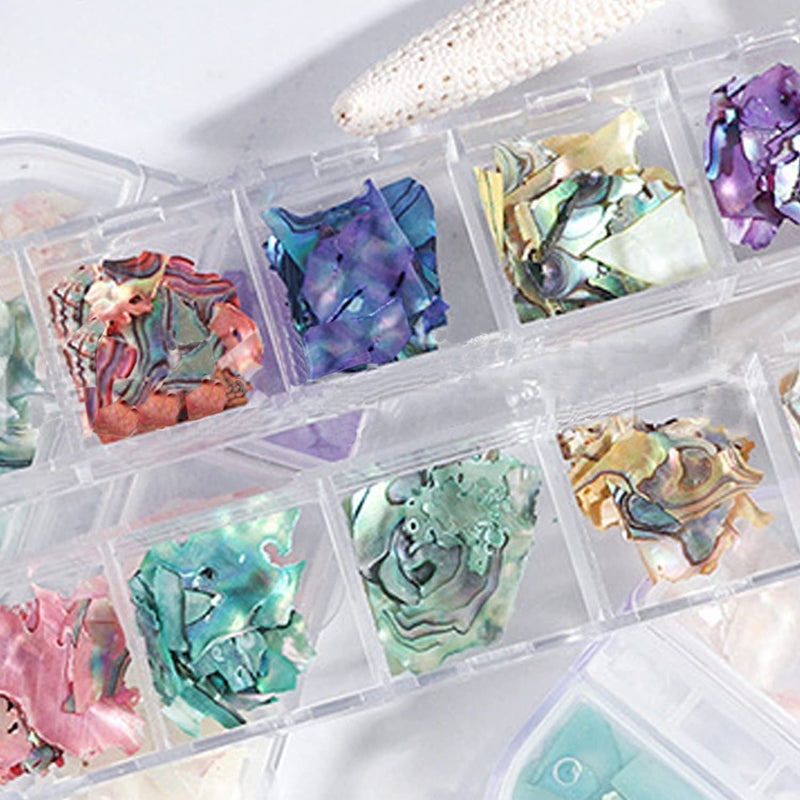 Vezocim Abalone Seashell Nail Art Sequins, 3D Irregular Thin Nail Art Glitter Flakes Design, Mermaid Shell Slices Decorations UV Gel Shiny Accessories, Ocean Rivet Acrylic Nails Supplies for Women Girls - Image 5