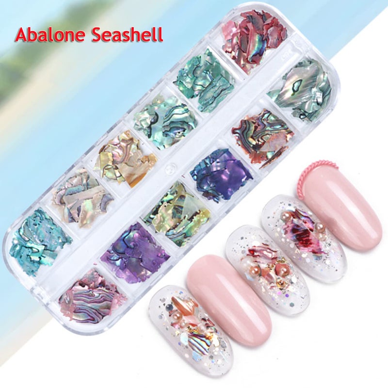 Vezocim Abalone Seashell Nail Art Sequins, 3D Irregular Thin Nail Art Glitter Flakes Design, Mermaid Shell Slices Decorations UV Gel Shiny Accessories, Ocean Rivet Acrylic Nails Supplies for Women Girls - Image 3