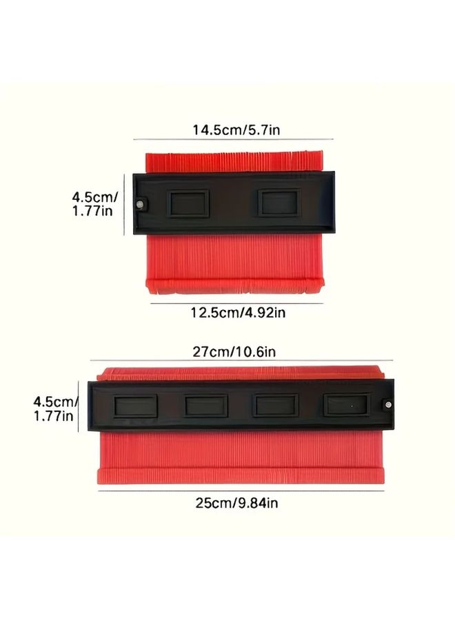 Red Dual Scale Contour Ruler 6 Inch 10 Inch Woodworking Edge Guide Precision Cutting Tool - Image 2