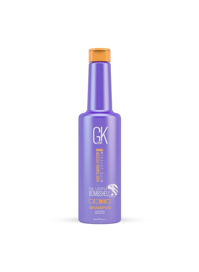 GK Hair Global Keratin Silver Bombshell Purple Shampoo (9.5 Fl Oz/280ml) For Blonde, Platinum, Ash, Silver & Gray Hair Moisturizes Dry & Damaged Removes Yellow Brassy Tones - Image 1