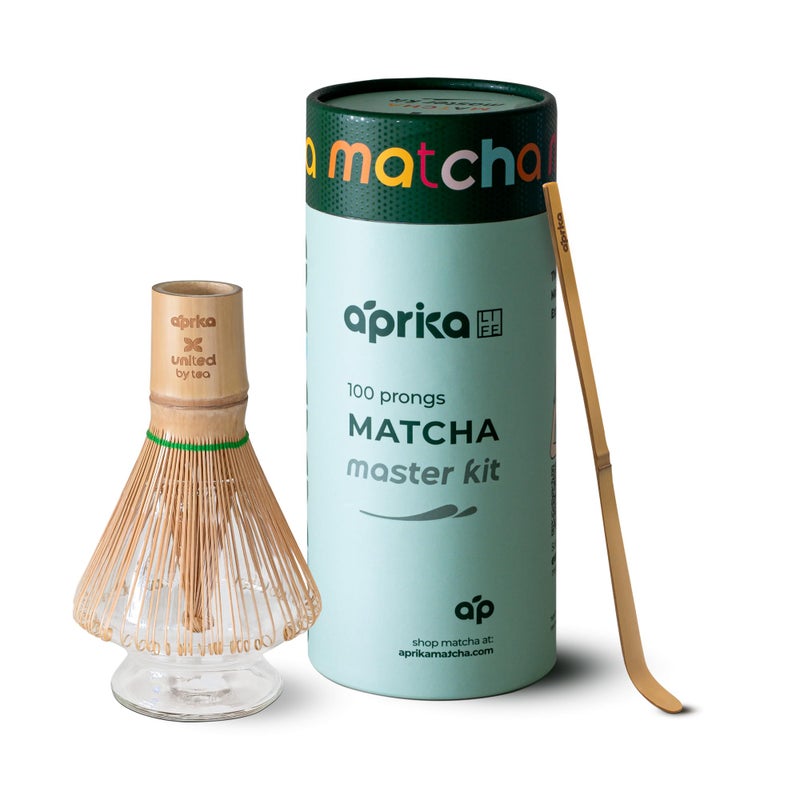 aprikalife Aprika Life Matcha Bamboo Whisk Set Traditional Handmade Master Kit Included Whisk Chasen with 100 Prongs Scoop Chashaku Whisk Holder Premium Gift Box Japanese Matcha Green Tea Whisk Set