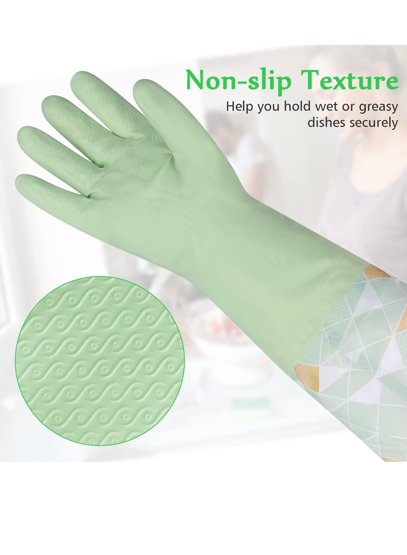 SYOSI 3 Pairs Cleaning Gloves for Winter Plus Velvet Reusable Household Kitchen Dishwashing Glove Latex Free Non Slip Waterproof Long Sleeves Keep Warm From Cold for Kitchen Cleaning Pet Care and more - Image 3