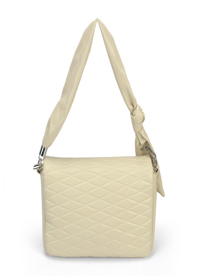 Mochi Women White Casual PU Soft Body Magnet closure Quilted Shoulder Bag (66-747) - Image 4