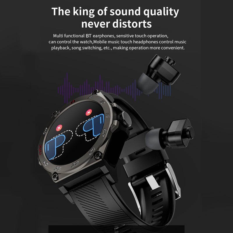 Smartwatch with Earbuds 1.53-inch IPS High-Clear Screen Sports Health Monitoring Sleep Monitor Watch IP67 Waterproof BT5.0 TWS Earbuds Long Endurance 100+ Multi-sport Modes BT Call for Men Women - Image 4
