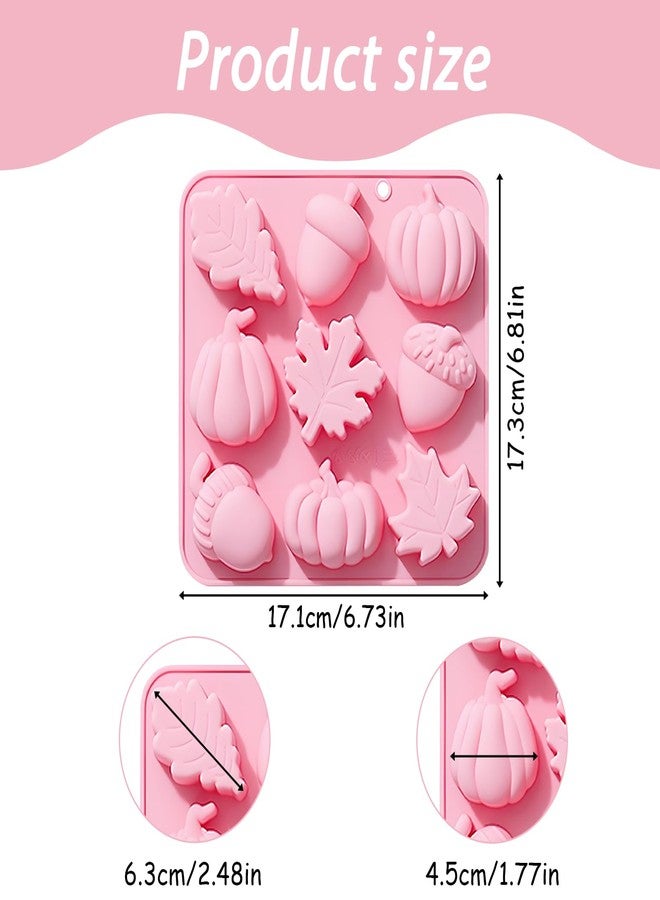 Fchil Fall Harvest Silicone Mold Set, 2 Pack Pink Baking Molds with Pumpkin, Acorn, Maple Leaf Design - Image 2
