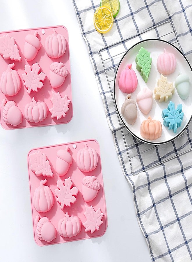 Fchil Fall Harvest Silicone Mold Set, 2 Pack Pink Baking Molds with Pumpkin, Acorn, Maple Leaf Design - Image 5