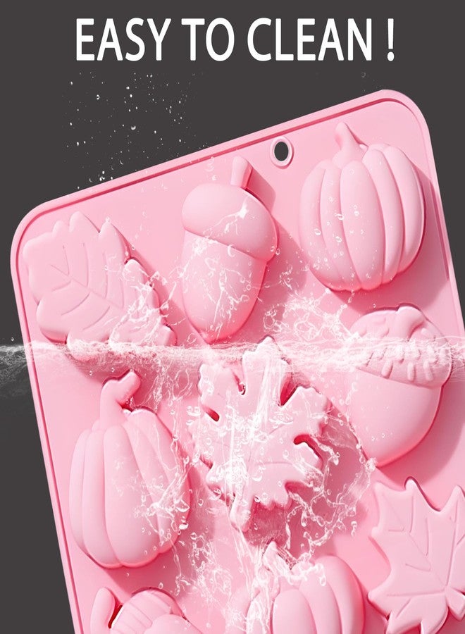 Fchil Fall Harvest Silicone Mold Set, 2 Pack Pink Baking Molds with Pumpkin, Acorn, Maple Leaf Design - Image 3