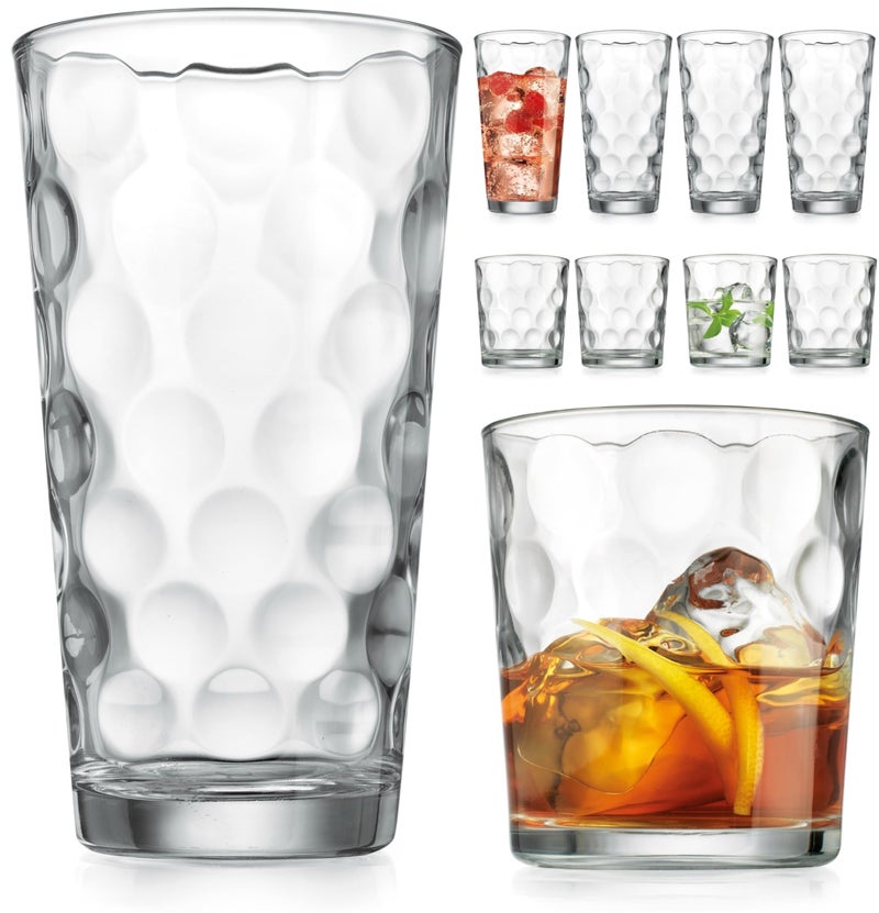 Home Essentials  Beyond Glassware Drinking Glasses Set Of 8 4 Highball 17 oz Kitchen Glasses  4 13 oz Rocks Glass Cups for Water Juice and Cocktails