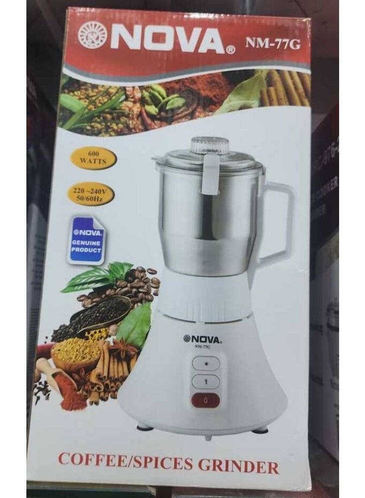 NOVA Nova NM-77G Coffee & Spices Grinder – 600W, Stainless Steel Jar, 2-Speed, Easy-Clean Design – 220-240V 