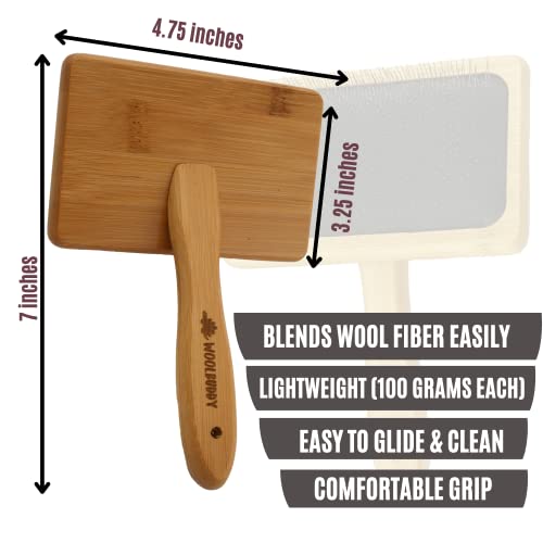 Woolbuddy Wool Carder Brush – Hand Carders for Wool, Needle Felting & Pet Grooming Tool – Fine Tooth Fiber Blending Brush with Bamboo Handle - Image 3