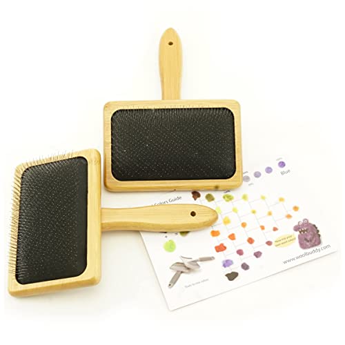 Woolbuddy Wool Carder Brush – Hand Carders for Wool, Needle Felting & Pet Grooming Tool – Fine Tooth Fiber Blending Brush with Bamboo Handle - Image 5