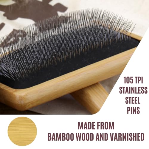 Woolbuddy Wool Carder Brush – Hand Carders for Wool, Needle Felting & Pet Grooming Tool – Fine Tooth Fiber Blending Brush with Bamboo Handle - Image 4