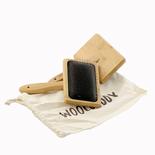 Woolbuddy Wool Carder Brush – Hand Carders for Wool, Needle Felting & Pet Grooming Tool – Fine Tooth Fiber Blending Brush with Bamboo Handle - Image 2