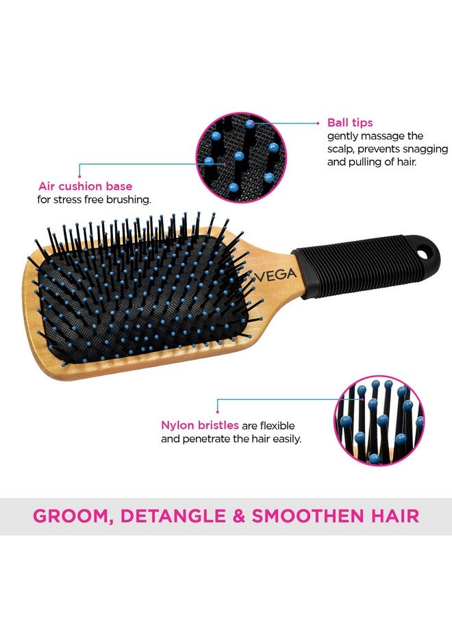 Vega Vega Wooden Paddle Hair Brush (India's No.1* Hair Brush Brand) For Men and Women (E1-PB)  - Image 4
