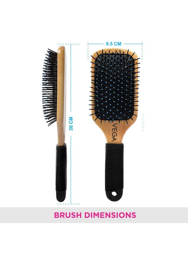 Vega Vega Wooden Paddle Hair Brush (India's No.1* Hair Brush Brand) For Men and Women (E1-PB)  - Image 3