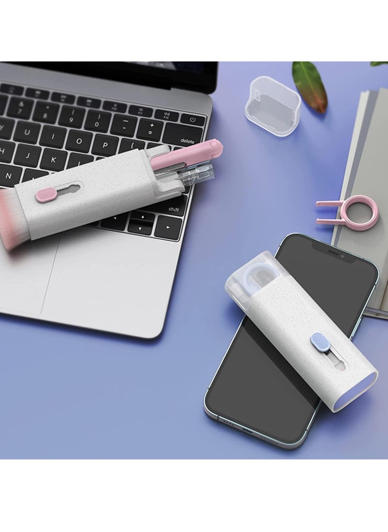 7 In 1 Keyboard Cleaning Brush Kit, Multifunctional Keyboard Earphone Cleaner Tools with Flannel Sponge, Spray Bottle, Keycap Buckle, High-density Brush and Cleaning Pen