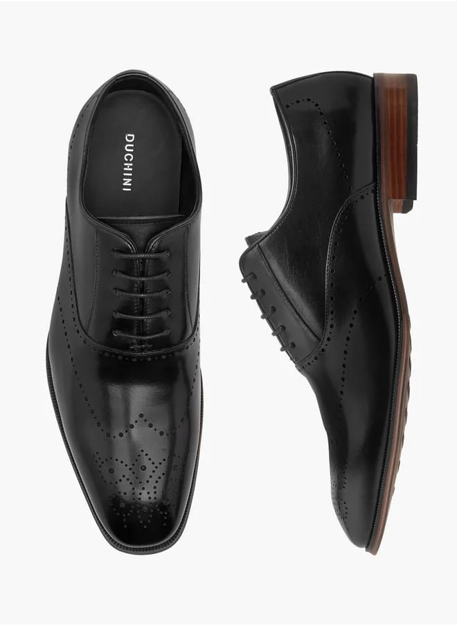 دوتشيني Men's Perforated Detail Lace-Up Oxford Shoes