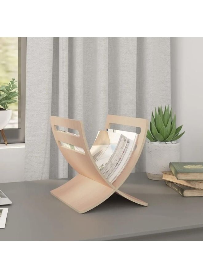 vidaxl vidaXL Wooden Magazine Rack Floor Standing Natural  - Image 1