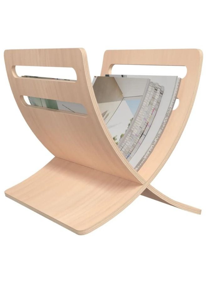 vidaxl vidaXL Wooden Magazine Rack Floor Standing Natural  - Image 2