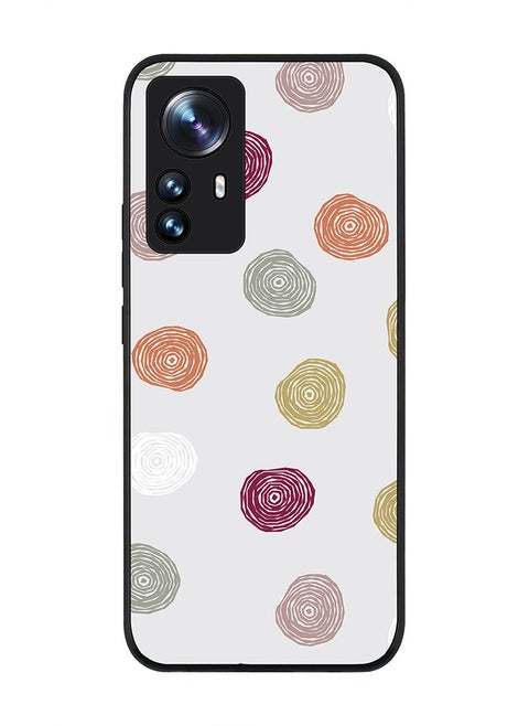 Rugged Black edge case for Xiaomi 12 Pro Slim fit Soft Case Flexible Rubber Edges Anti Drop TPU Gel Thin Cover - Circular Scribbles