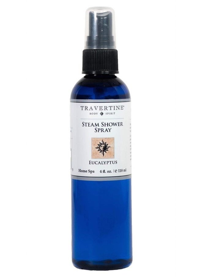 Travertine - Spa Steam Shower Spray | Eucalyptus Shower Spray | Eucalyptus Oil Mist for Shower Aromatherapy | Sinus and Congestion Relief | Steam Room Spray | 100% Natural Eucalyptus Oil | 4 fl oz - Image 1