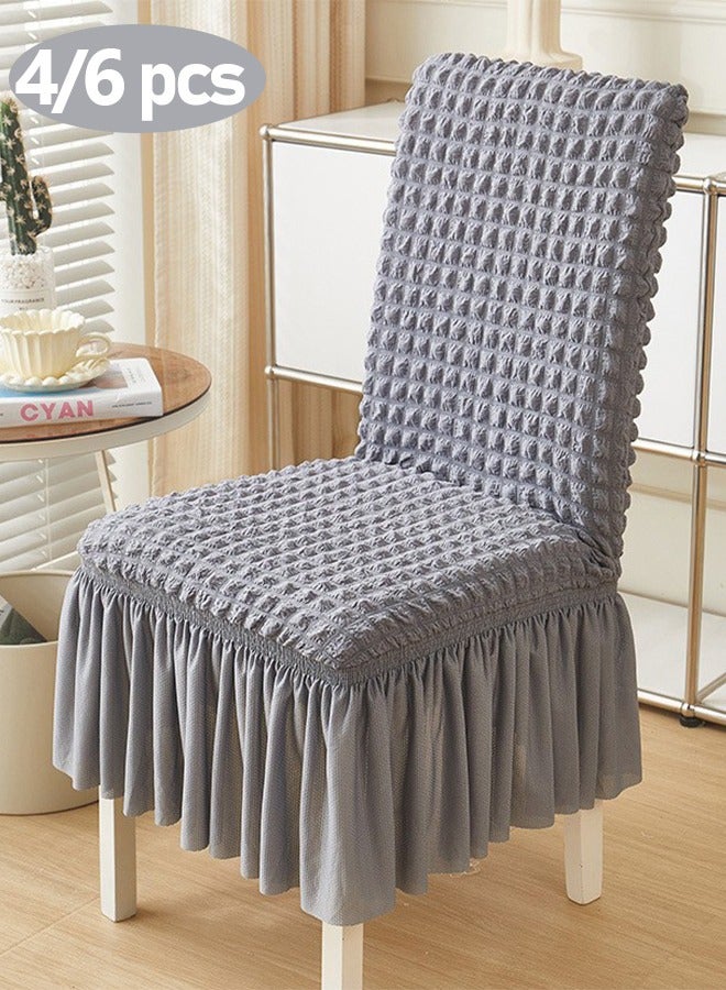 Bukela 4/6-Piece Chair Covers, Stretchable Chair Covers, Dining Room Chair Covers with Long Skirt, Chair Protector, Soft Touch Seat Covers for Dining Room Banquet Party Home Decoration - Image 1