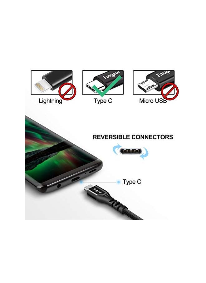 Fasgear Usb C Cable 1 Pack 3Ft Usb Type C Charging Cable Nylon Braided Usb C Sync Cable Compatible With  Oneplus 7 Pro 7 Samsung Galaxy A70 A50 S10 S10 Redmi Note 7 Huawei P30 Pro Black  - Image 2