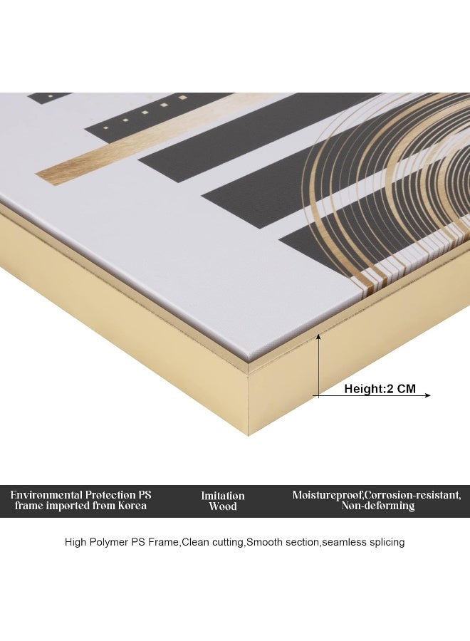 Home Trove Moudamion 3Pcs Gold Canvas Wall Art Decor, Nordic Luxury Geometric Abstract Grey Black And Gold Framed Painting Poster Print For Living Room, Marble Wall Painting For Bedroom Dining Room 12X16 Inch  - Image 4