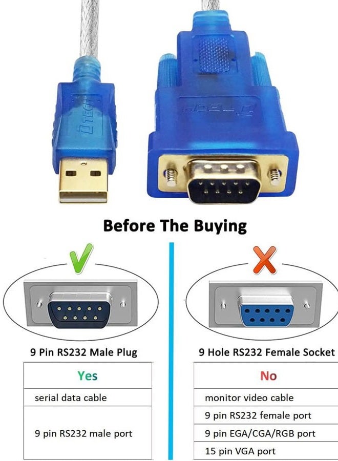 DTech USB to 9 Pin Male RS232 Serial Port Cable 16 Feet with FTDI Chip Supports Windows 10, 8, 7 and Mac Linux - Image 5