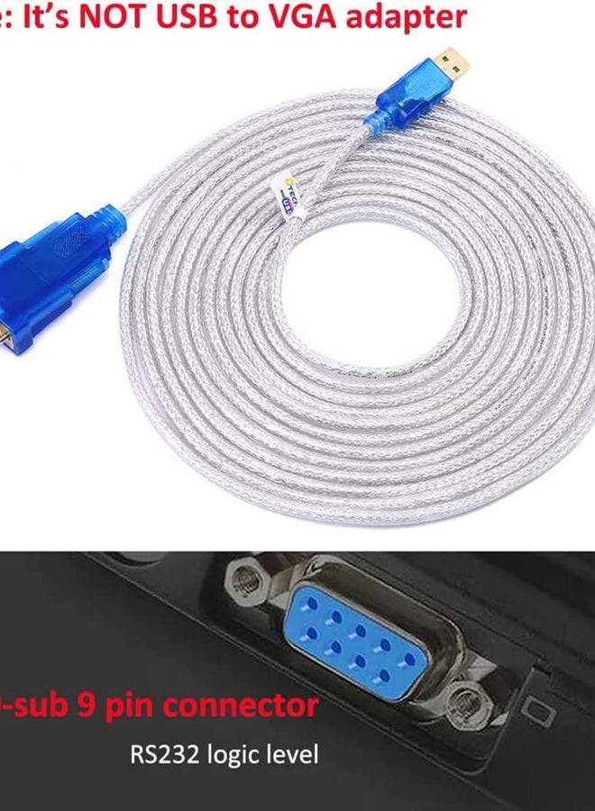 DTech USB to 9 Pin Male RS232 Serial Port Cable 16 Feet with FTDI Chip Supports Windows 10, 8, 7 and Mac Linux - Image 2