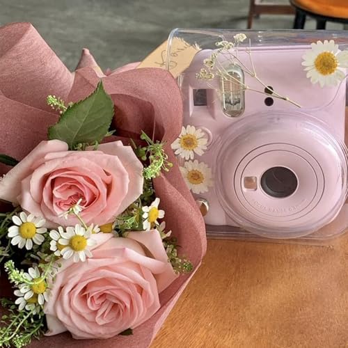 WOGOZAN Case For Fujifilm Mini 12/11/9/8 Instant Camera Protective Bag with Transparent Shoulder Strap(Real Flower - Transparent)(No Camera) - Image 2