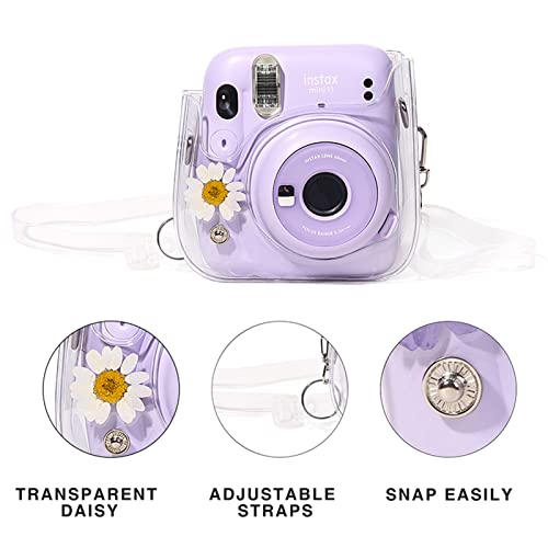 WOGOZAN Case For Fujifilm Mini 12/11/9/8 Instant Camera Protective Bag with Transparent Shoulder Strap(Real Flower - Transparent)(No Camera) - Image 4