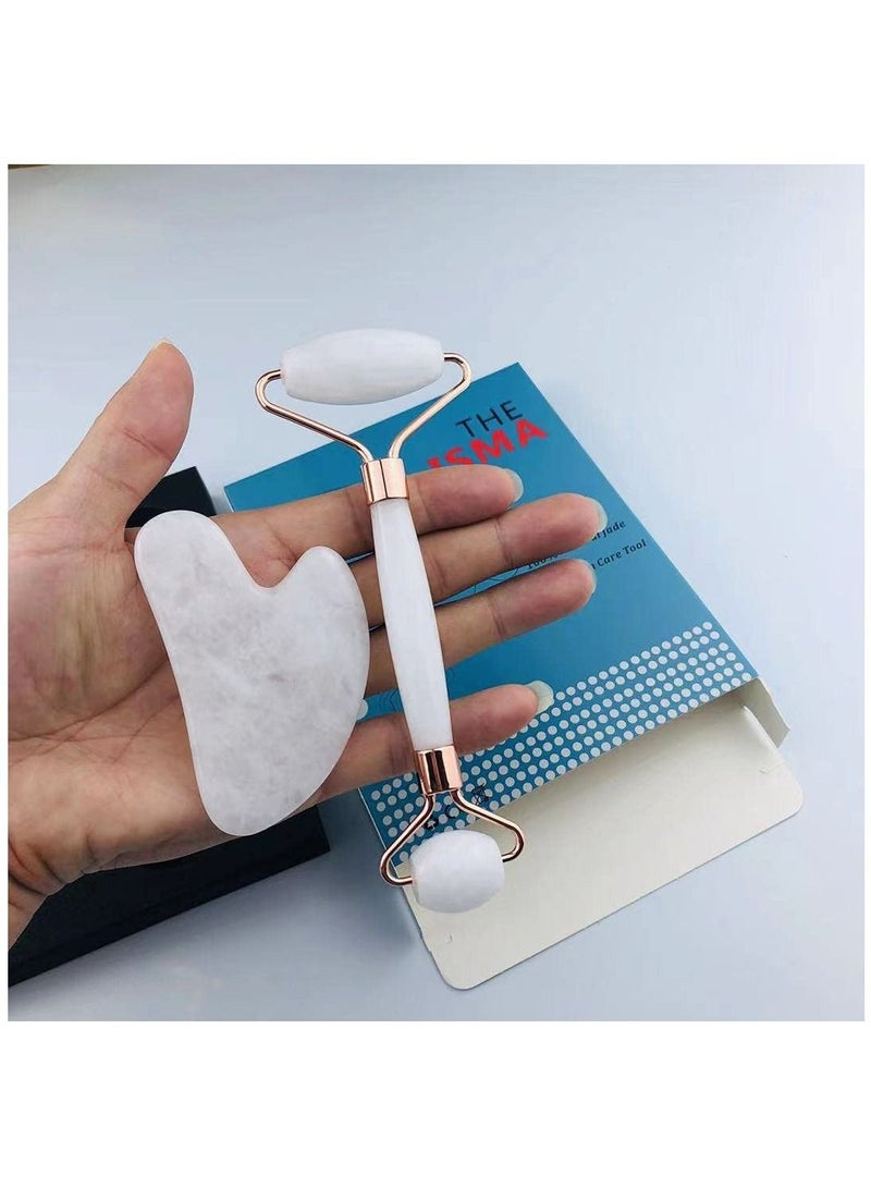 LIMOS Face Roller and Gua Sha Face Spa Facial Massage Kit for Face Care Slimming Face(White) - Image 5