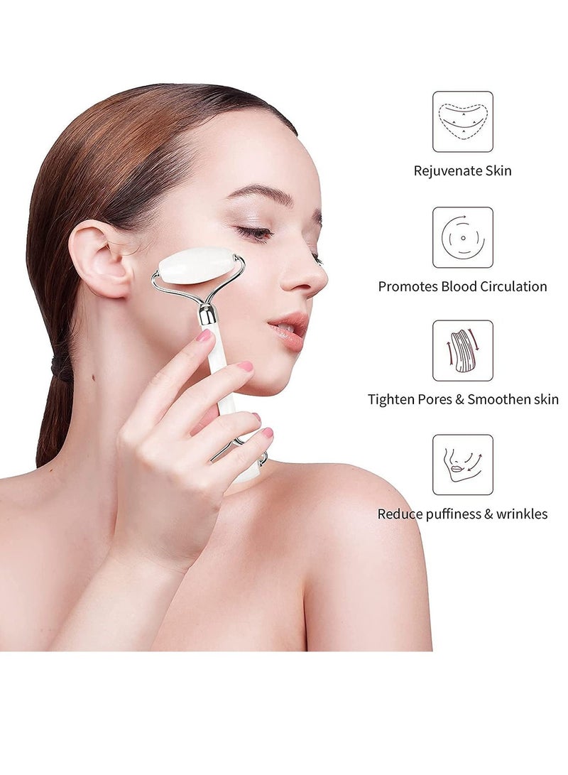 LIMOS Face Roller and Gua Sha Face Spa Facial Massage Kit for Face Care Slimming Face(White) - Image 2