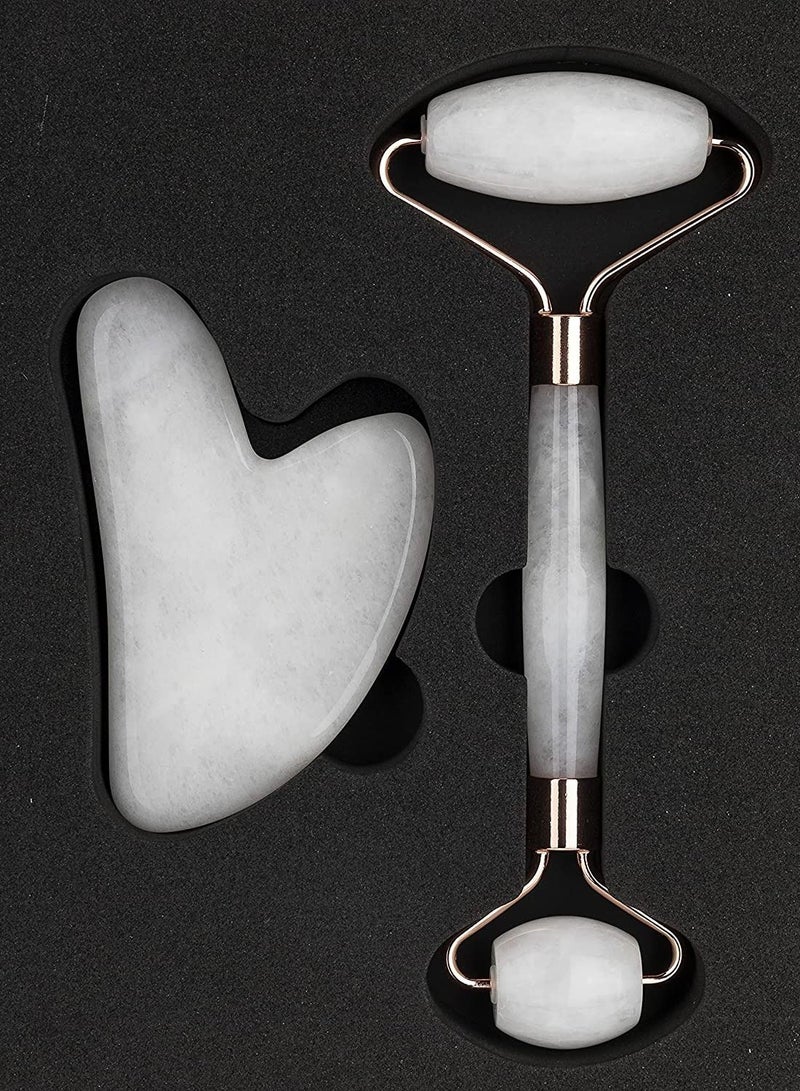 LIMOS Face Roller and Gua Sha Face Spa Facial Massage Kit for Face Care Slimming Face(White) - Image 4