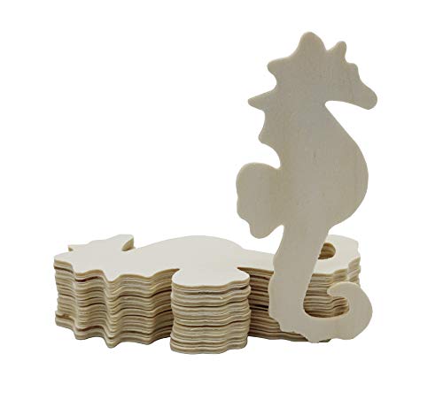 Creative Hobbies® 4 Inch Unfinished Wooden Shapes - Ready to Paint or Decorate Seahorse Shapes | 12 Pack - Image 1