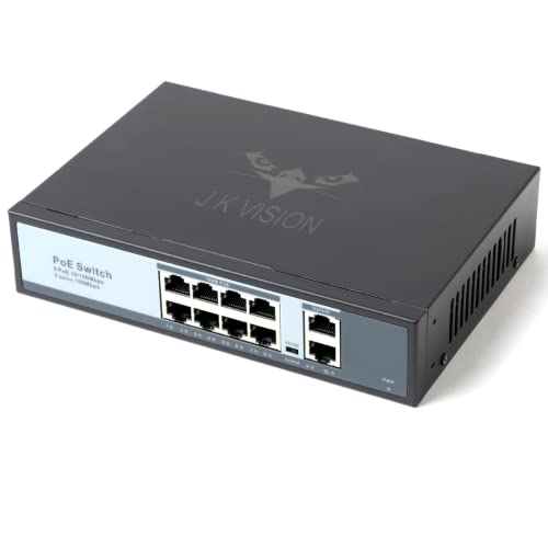 JK Vision 100M 8 Port PoE Switch JKV-PS-082M POE Injector Switch 10 Ports (2 uplink 8 Camera POE) 10/100mbps Compatible with J.K.Vision - Image 1