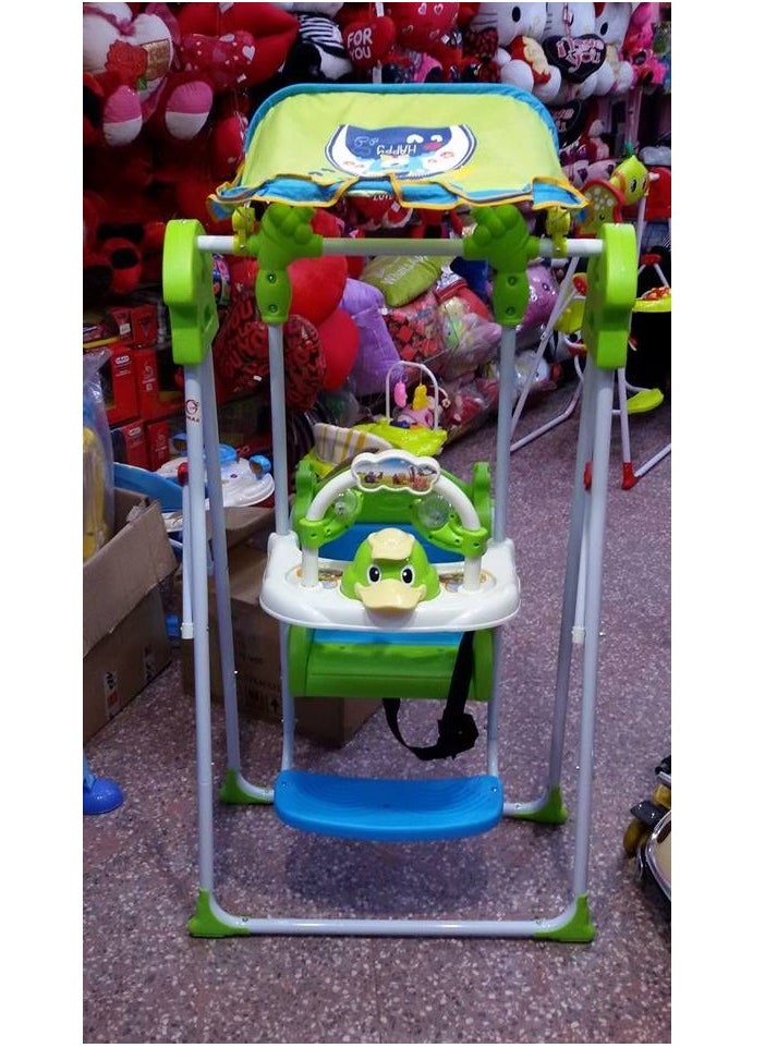 Generic FunRide Musical Daisy Swing for Babies with Stand and Metal Body Frame Ideal for Indoor and Outdoor Use for Boys and Girls Ages 6 Months and Up 