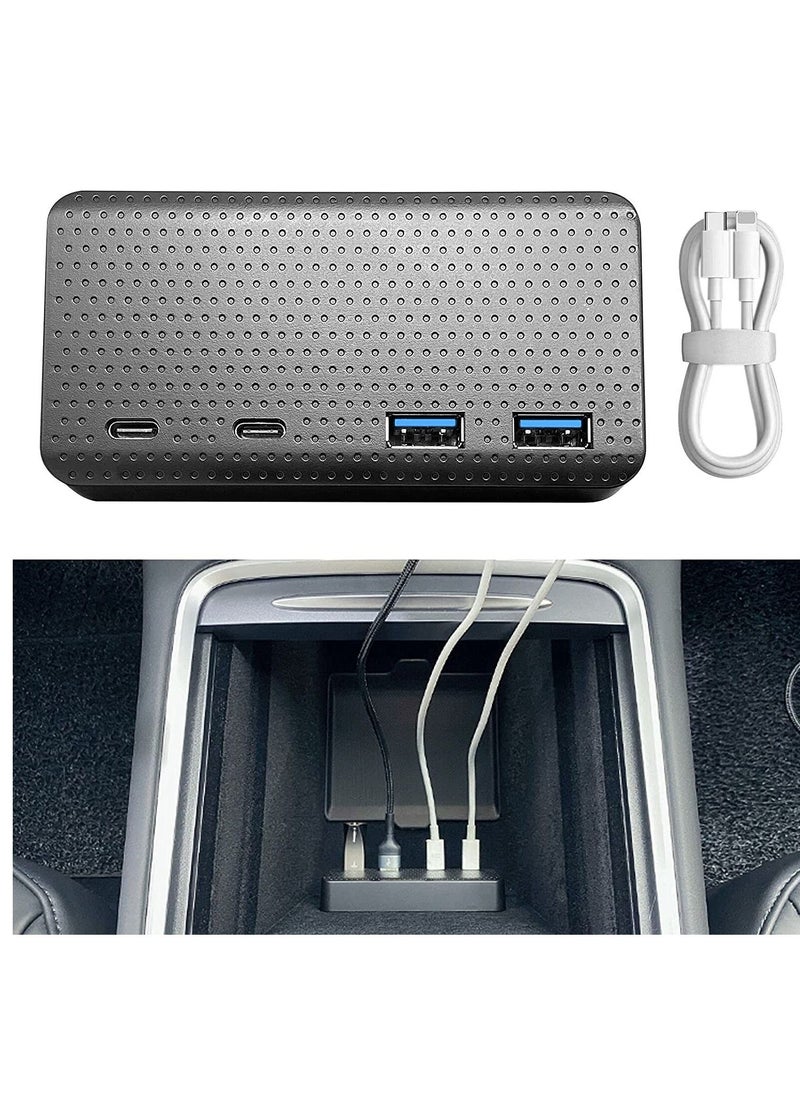KASTWAVE - USB Hub 4-in-1 Center Console Docking Station for Tesla Model 3 / Y 2021, USB PD Fast Charge for Dashcam / Sentry Mode / Phone (Not Fit 2022) - Image 1