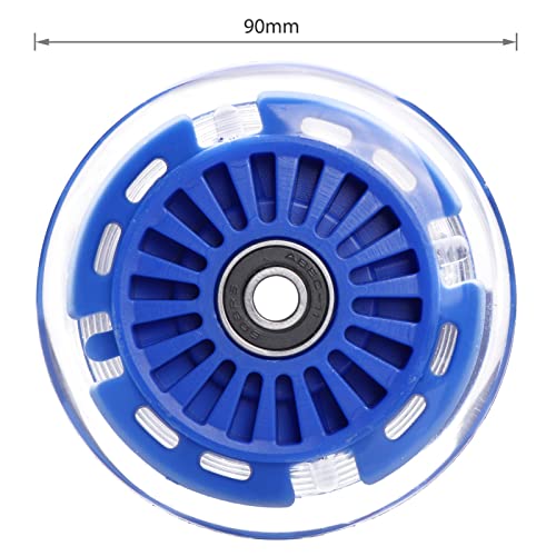 Gladeer 2-Pack 80mm 3-Wheeled Scooter Rear Wheels Light Up Inline Skate Replacement Wheels w/Bearings (Blue) - Image 4