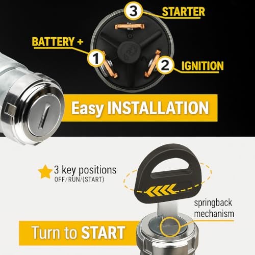 MGI SpeedWare 3Wire Universal Ignition Key Switch for Cars Buggies Mowers and Go Karts OffOnStart - Image 5