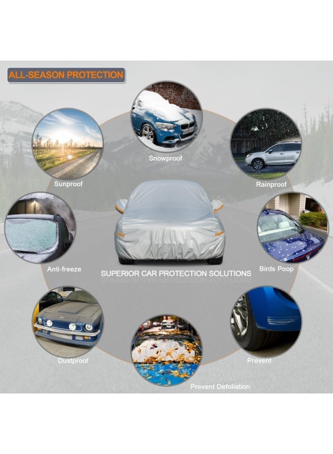 6-Layer Waterproof Car Cover for Sedans, All Weather Outdoor Protection with Zipper, 186"-193" - Image 4