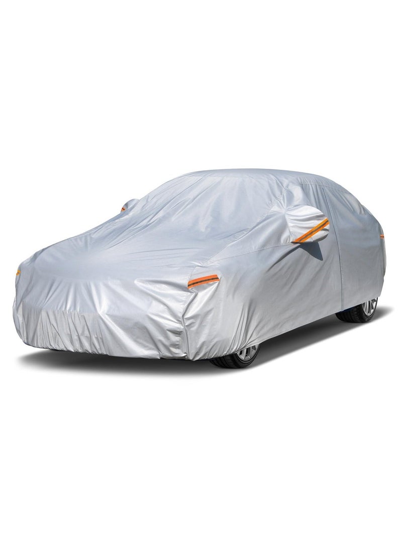 6-Layer Waterproof Car Cover for Sedans, All Weather Outdoor Protection with Zipper, 186"-193" - Image 1