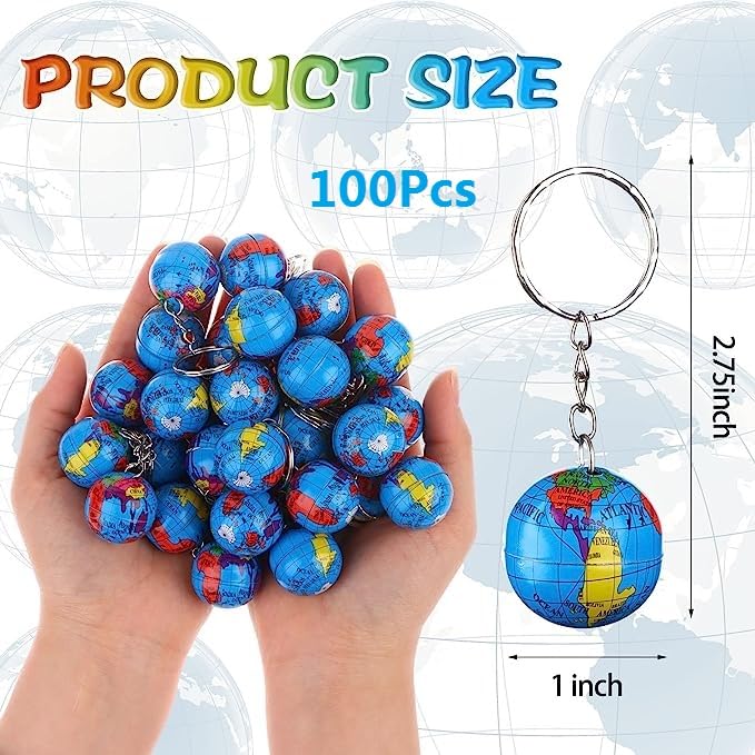 CoscosX 1 Globe Keychains Earth Globe Key Chains 100 Pcs Mini Backpack Hook for TravelersBall Keyring Pendant for BagBelt Loop AccessoryBack to School ItemArts and CraftsEducational ToolParty Favors - Image 5