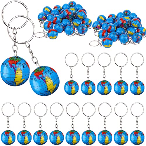 CoscosX 1 Globe Keychains Earth Globe Key Chains 100 Pcs Mini Backpack Hook for TravelersBall Keyring Pendant for BagBelt Loop AccessoryBack to School ItemArts and CraftsEducational ToolParty Favors - Image 1